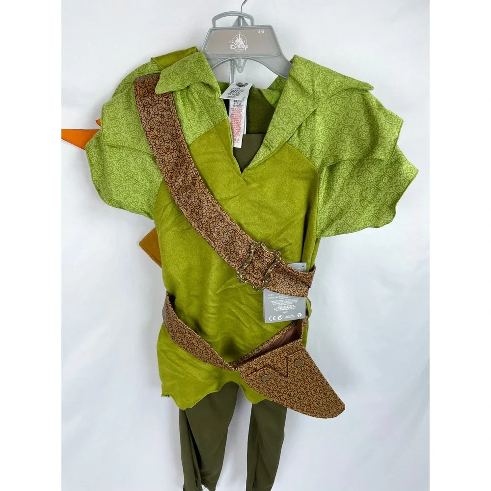 Disney Store Boys Peter Pan Green Halloween Costume Mismatched Sizes 4 5/6 READ